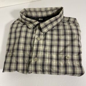 REI Wilderness L/S‎ Large Men's Button Up Shirt Plaid Outdoors V1